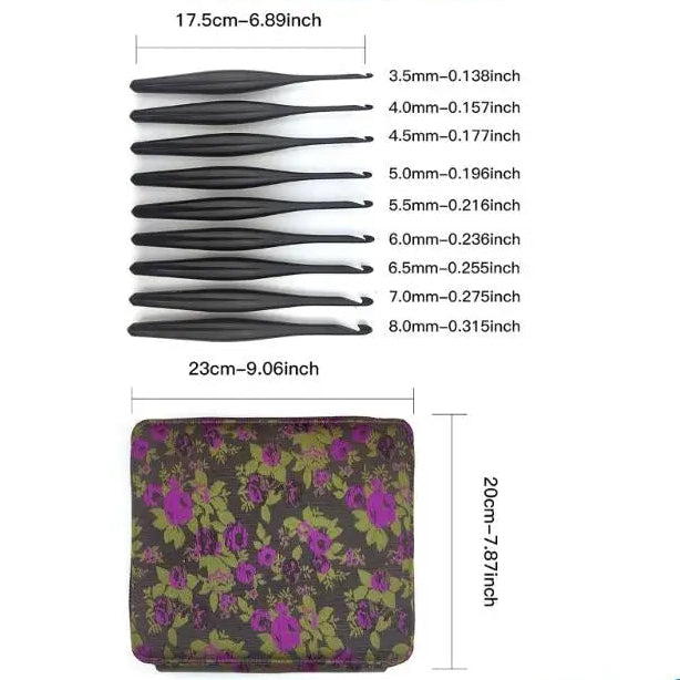 Black Aluminum Crochet Hook Set