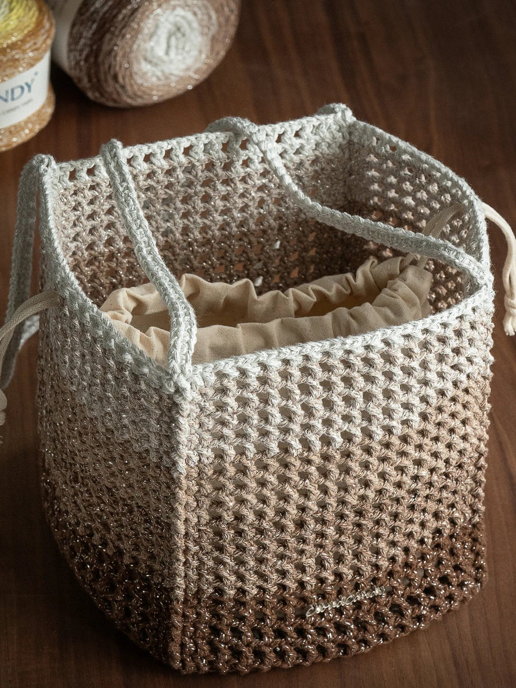 Hollow Cotton Gradient Yarn | Silver Thread Shimmer | 200g Crochet Skein